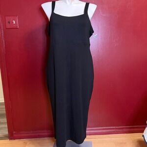Good American Sculpting Tank Midi Dress Size 7 4X Black Classic Sexy Chic Sleek